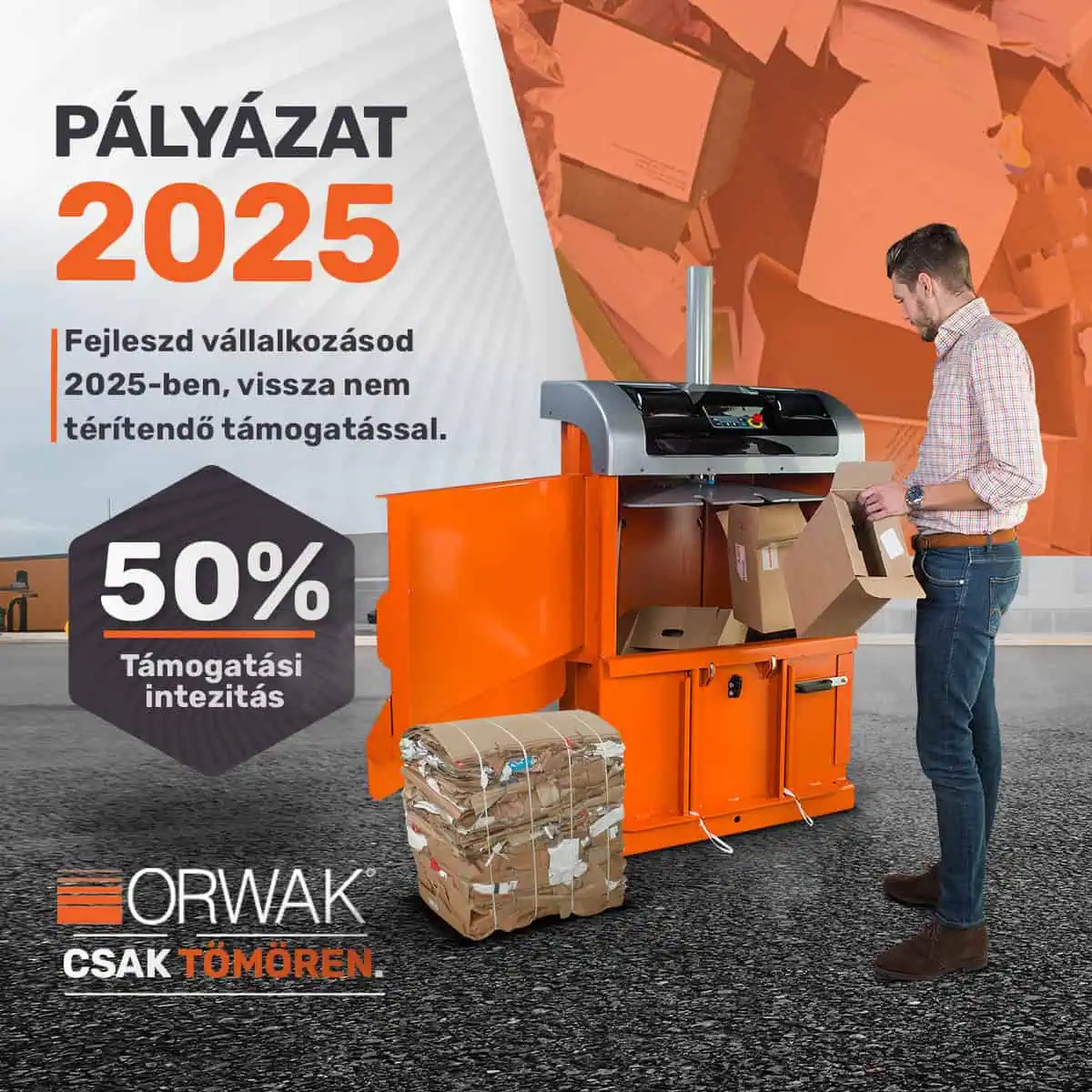 V1
Vállalkozásodnál régóta probléma a hulladékkezelés? 🤯 Itt a megoldás: eszközbeszerzési pályázat akár 50% vissza nem térítendő állami támogatással!
Eszközbeszerzés állami támogatással